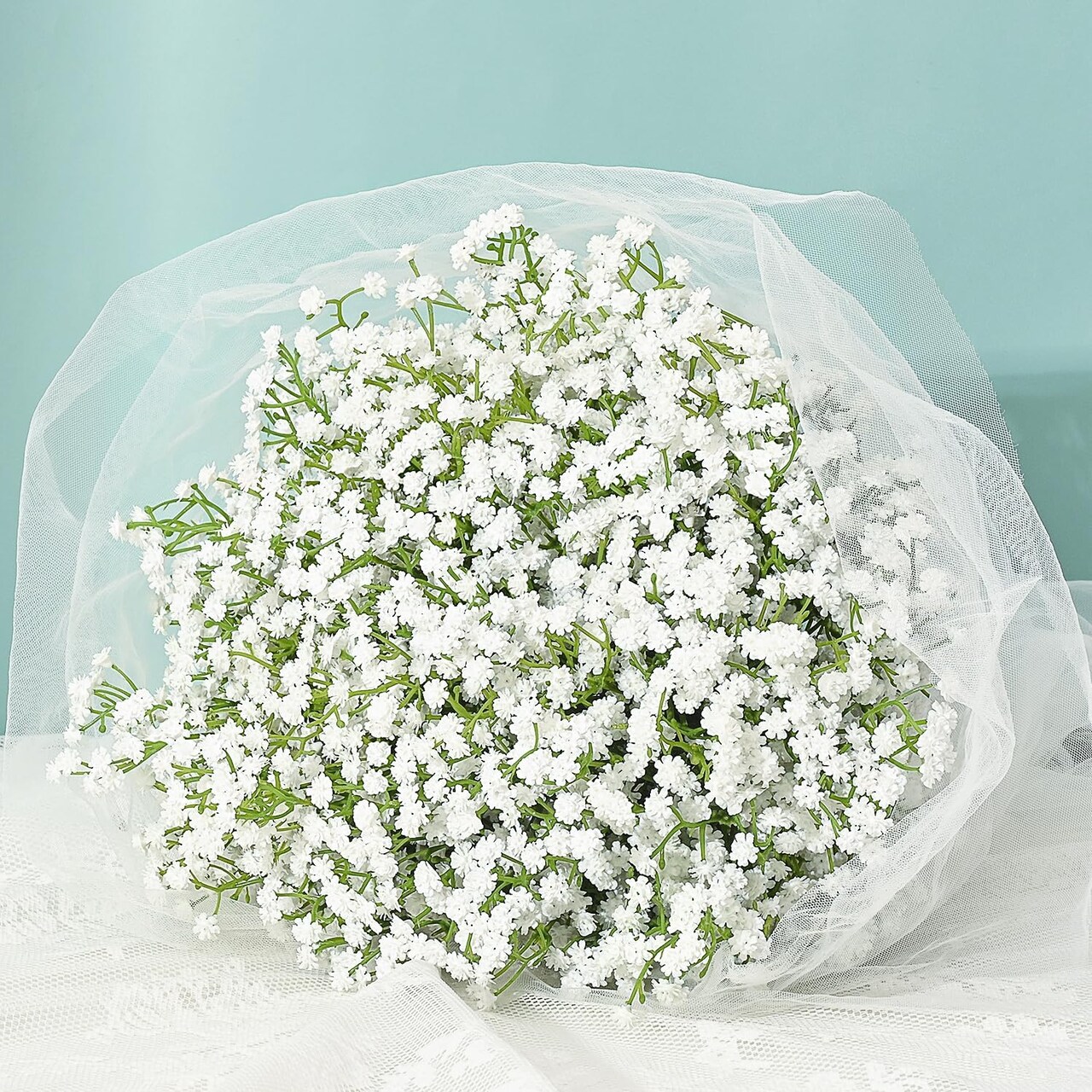 10 PCS White Baby’s Breath Artificial Flowers – Real Touch Faux Gypsophila for Wedding, Bouquet, Home & Event Floral Arrangements